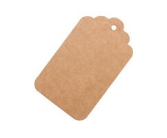 Paper kraft tag, brown eco label, isolated on white background photo