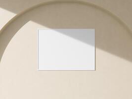 Empty framed canvas for mockups and art illustrations hanging on the wall photo