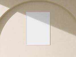 Empty framed canvas for mockups and art illustrations hanging on the wall photo