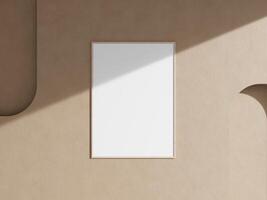 Empty framed canvas for mockups and art illustrations hanging on the wall photo