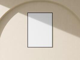 Empty framed canvas for mockups and art illustrations hanging on the wall photo
