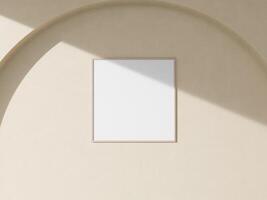 Empty framed canvas for mockups and art illustrations hanging on the wall photo
