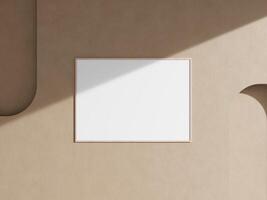 Empty framed canvas for mockups and art illustrations hanging on the wall photo