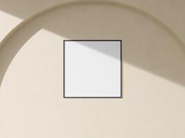 Empty framed canvas for mockups and art illustrations hanging on the wall photo