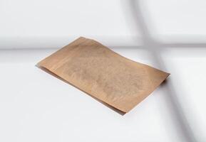 Zip-lock pack, kraft paper bag. Brown tea pouch, product package, zipper photo