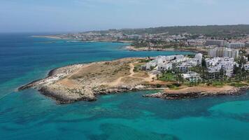 Cyprus coast with cliffs aerial view photo