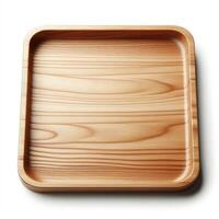 AI generated wooden tray isolated on a white background photo