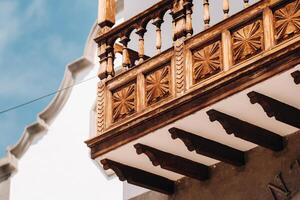 Beautiful old wooden balcony on the island of Tenerife in the Canary Islands.Spain photo