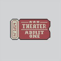 Pixel art illustration Ticket. Pixelated Cinema ticket. Cinema Theatre Ticket pixelated for the pixel art game and icon for website and video game. old school retro. vector