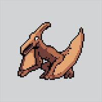 Pixel art illustration Pterodactyl. Pixelated Dinosaur. Pterodactyl flying dinosaur pixelated for the pixel art game and icon for website and video game. old school retro. vector