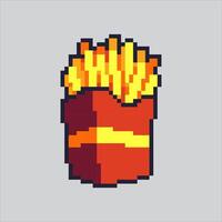 Pixel art illustration French Fries. Pixelated Potato Fries. Potato French Fries pixelated for the pixel art game and icon for website and video game. old school retro. vector