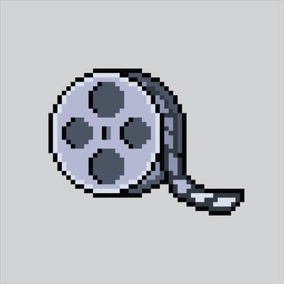 Pixel art illustration Film Roll. Pixelated Film Reel. Film roll or reel pixelated for the pixel art game and icon for website and video game. old school retro.