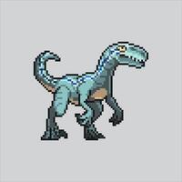 Pixel art illustration Velociraptor. Pixelated Velociraptor. Velociraptor Dinosaur pixelated for the pixel art game and icon for website and video game. old school retro. vector