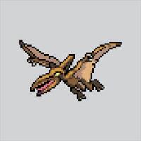 Pixel art illustration Pterodactyl. Pixelated Dinosaur. Pterodactyl flying dinosaur pixelated for the pixel art game and icon for website and video game. old school retro. vector