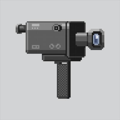 Pixel art illustration Movie Camera. Pixelated Movie Camera. Movie Camera pixelated for the pixel art game and icon for website and video game. old school retro.