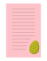 Note of cute easter egg label  illustration. Memo, paper, kindergarten, name tag, kid icon. Vector drawing. writing paper