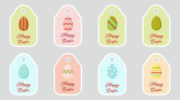 Set of cute Easter egg labels. Memo paper, kindergarten name tag, child's icon. Vector illustration.
