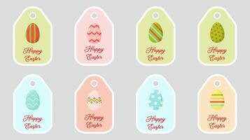 Set of cute Easter egg labels. Memo paper, kindergarten name tag, child's icon. Vector illustration.