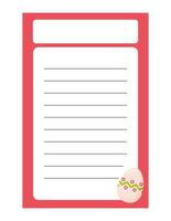 Note of cute easter egg label  illustration. Memo, paper. Vector drawing. writing paper