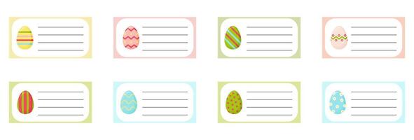 Set design for the pages of the children's weekly and daily planner. A cute easter egg, and a checklist layout for the diary and notebook. vector