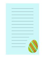 Note of cute easter egg label  illustration. Memo, paper, kindergarten, name tag, kid icon. Vector drawing. writing paper