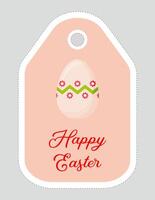 Note of cute easter egg label  illustration. Memo, paper, kindergarten, name tag, kid icon. Vector drawing.