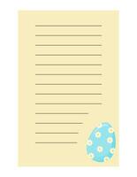 Note of cute easter egg label  illustration. Memo, paper, kindergarten, name tag, kid icon. Vector drawing. writing paper