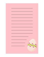 Note of cute easter egg label  illustration. Memo, paper, kindergarten, name tag, kid icon. Vector drawing. writing paper