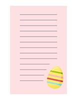 Note of cute easter egg label  illustration. Memo, paper, kindergarten, name tag, kid icon. Vector drawing. writing paper