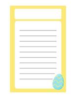 Note of cute easter egg label  illustration. Memo, paper. Vector drawing. writing paper