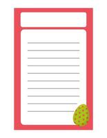 Note of cute easter egg label  illustration. Memo, paper. Vector drawing. writing paper