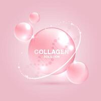 Collagen solution and DNA on a pink background. vitamin solution complex with chemical formula from nature. beauty treatment nutrition skin care design. medical and scientific concepts. vector design.