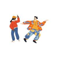 dos personas bailando juntos plano ilustración estilo vector