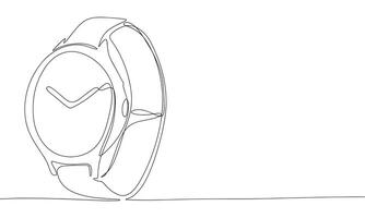 Watch one line continuous. Line art watch isolated on transparent background. Hand drawn vector art.