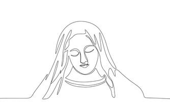Religion sculpture one line continuous. Line art Religion sculpture isolated on transparent background. Hand drawn vector art.