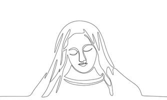 Religion sculpture one line continuous. Line art Religion sculpture isolated on transparent background. Hand drawn vector art.