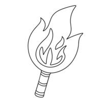 mano dibujado garabatear antorcha fuego icono. contorno familia clipart. mano dibujado vector Arte.