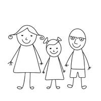 Hand drawn doodle family icon. Outline family clipart. Hand drawn vector art.