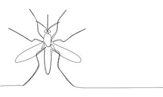 Mosquito one line continuous. Line art Mosquito isolated on transparent background. Hand drawn vector art.