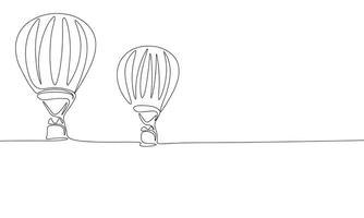 Air Balloon one line continuous. Line art Air Balloons isolated on transparent background. Hand drawn vector art.