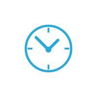 blue Clock icon isolated on white background. Vector illustration