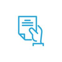 blue Thin Outline Icon Sheet of Paper or Document. Such Line sign as Request, Submission of Documents. Vector Computer Isolated Pictograms for Web on White Background Editable Stroke.