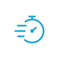 blue Fast time simple outline icon isolated on white background. vector