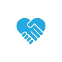 blue hand palm care love symbol vector icon isolated on white background