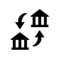 banco transferir icono con edificio y flecha vector