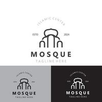 mezquita logo diseño, sencillo islámico arquitectura, emblema símbolo islámico centrar vector modelo