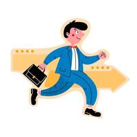 Cartoon of a businessman in a blue suit running vector