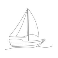 Continuous single line drawing on sailboat vactor art. vector