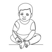 Continuous line drawing of Cute little baby vector illustration design.