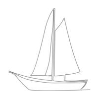 Continuous single line drawing on sailboat vactor art. vector